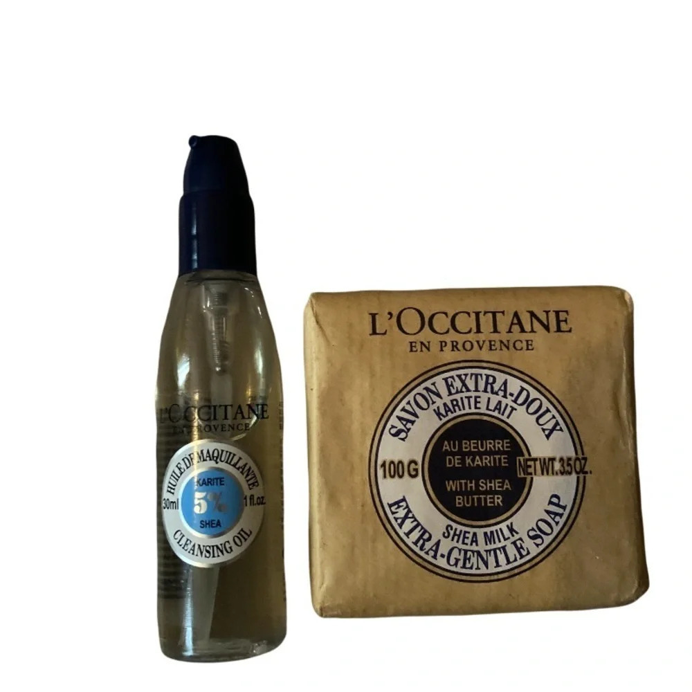 Loccitane travel size bundle Shea cleansing oil and Shea Milk soap